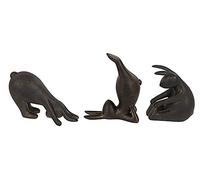 Lot de trois lapins de yoga avec finition effet bronze Les ravissants lapins de yoga font leurs exercices