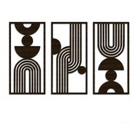 Lot de trois panneaux muraux modernes avec des formes géométriques audacieuses et des lignes abstraites pour décoration d'intérieur contemporaine