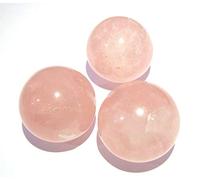 Lot de trois sphères Quartz Rose 24 mm cristal Guérison Reiki Feng Shui Cadeau Énergie Positive Paix Wellness Métaphysiques Pierre précieuse Aura l'amour et l'Vaastu spirituel d'alimentation