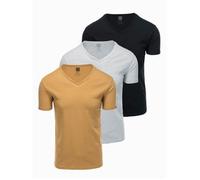 Lot de trois t-shirts à manches courtes - Ombre - Pour Homme - Moutarde, gris, noir L