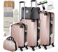 Lot de valises à coque rigide - TECTAKE - ensemble - cleo - serrure tsa, pèse-bagages, plastique abs - 54 x 23 x 28 cm - or rose