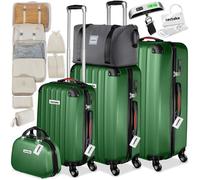 Lot de valises - TECTAKE - ensemble valises rigides cleo, serrure tsa, pèse-bagages, 3 tailles, 38,5x23,5x55,5 cm m - vert