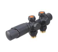 Lot de vannes de radiateur anthracite avec thermostat et bloc de robinet pour un contrôle efficace de la température dans les salles de bains G1/2 en laiton