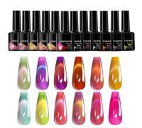 Lot de vernis à ongles en gel, Cat's Eye Nail, Fruit Color Design, Long-Lasting Shine, Travel-Friendly Bottles, Easy to Apply, for Women Girls Home Salon Wedding Party, 3,5 x 6,9 cm