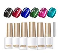 Lot de vernis à ongles en gel - Magnétique - 6 couleurs - Pointe française - Pour automne, Halloween, Noël, vacances, mariage, fête, occasions spéciales - Maquillage pour femmes