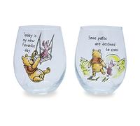 Lot de verres à vin sans pied avec citations de Winnie l'ourson de Disney - Capacité : 590 ml