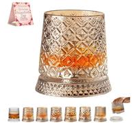 Lot de verres à whisky en cristal rotatif à 360°, 260 ml, verres à whisky rotatifs, anciens, avec base découpée, pour homme, cadeau d'anniversaire, de Saint-Valentin (style 6)