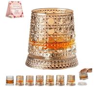 Lot de verres à whisky en cristal rotatif à 360°, 260 ml, verres à whisky rotatifs, anciens, avec base découpée, pour homme, cadeau d'anniversaire, de Saint-Valentin (style 1)
