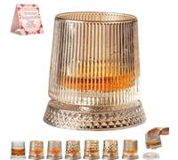 Lot de verres à whisky en cristal rotatif à 360°, 260 ml, verres à whisky rotatifs, anciens, avec base découpée, stable, pour hommes, cadeaux d'anniversaire, de Saint-Valentin (style 7)