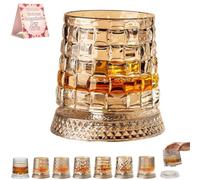 Lot de verres à whisky en cristal rotatif à 360°, 260 ml, verres à whisky rotatifs, anciens, avec base découpée, pour homme, cadeau d'anniversaire, de Saint-Valentin (style 4)