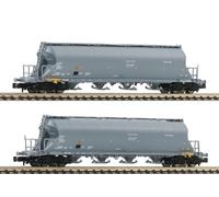 Lot de wagons silos à poussière Fleischmann N 849006 "genre Uacs-x" de la DR ...