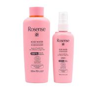 Lot d'eau de rose 300 ml + 100 ml spray tonique pour le visage - Cosmétique naturel Ecocert de Rosense, végétalien et testé dermatologiquement, sans alcool ajouté, pour la maison et les voyages