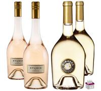 Lot découverte Miraval 4x75cL- 2 Studio by Miraval 2021 Rosé 75cL 12.5% & 2 Côtes de Provence Blanc 2021 75cL 13%