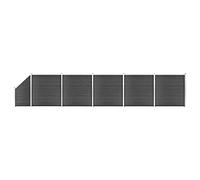 Lot d'éléments de clôture WPC 965 x (105-186) cm - Noir - Brise-vue - Clôture de jardin avec profilé en aluminium - délimitation de jardin durable pour l'extérieur et la cour