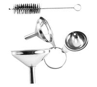 Lot d'entonnoirs en acier inoxydable | Entonnoir en acier inoxydable, adapté à un usage alimentaire, avec brosse de nettoyage pour liquides, poudres, ingrédients secs et confiture, à remplir dans des