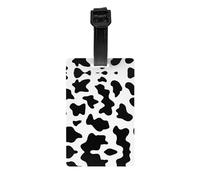 Lot d'étiquettes à bagages avec impression vache noire et blanche - Identifiants d'identification sécurisés pour voyage, croisière, valises et sacs à dos - Étiquettes en PVC robustes
