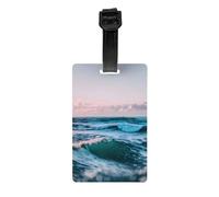 Lot d'étiquettes à bagages étanches avec impression vagues de l'océan pour un usage quotidien, navires de croisière, voyages en avion
