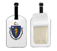 Lot d'étiquettes de bagage avec drapeau de l'État du Massachusetts - Pour homme et femme