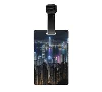 Lot d'étiquettes étanches pour bagages avec impression de nuit aérienne de Hong Kong pour usage quotidien, navires de croisière, voyages en avion