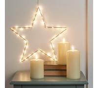 Lot d'Étoile Lumineuse Osby Dorée et Bougies Piliers TruGlow®