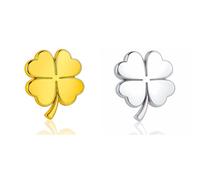 Lot deux Pins Trèfle 4 Feuilles | Broche Femme Vêtement Décolleté | Pins Doré et Aregnté | Broche Fleur | Broches Trefle 4 Feuilles | Accessoire Saint Patrick Femme | Clover | Cadeau Chance