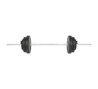 Lot d'haltères de 60 kg avec haltères longues chromées et disques de poids en ciment avec revêtement en plastique, 2 x 15 kg, 2 x 7,5 5 1,25 fermeture étoile, multifonctionnel, pour musculation