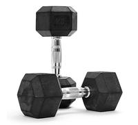 Lot d'haltères hexagonaux MSPORTS Premium (paire) | 5-30 kg | Revêtement antidérapant | Poignées chromées ergonomiques | Set d'haltères courts | Set d'haltères | Dumbell