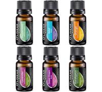 Lot d'huiles essentielles - 4 huiles et 2 mélanges, 6 meilleures huiles essentielles pour diffuseurs pour la maison, le soulagement du stress, le sommeil sérénité, aromathérapie, menthe poivrée,