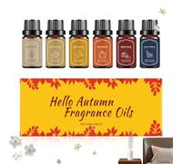 Lot d'huiles essentielles d'automne - 6 huiles parfumées d'automne, parfums relaxants et confortables avec un arôme durable | Idéal pour le yoga, la méditation, le spa, la chambre à coucher, la maison