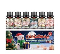 Lot d'huiles essentielles de Noël pour diffuseurs d'huile, 6 x 10 ml, huiles essentielles d'hiver, arbre de Noël, gui, pain d'épices, pomme, cannelle, canne à sucre, huiles aromatiques d'hiver