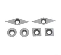 Lot d'inserts indexables en carbure pour tour à bois - 2 ronds de 12 mm, 2 carrés 11 × 11 × 2 mm, 2 longs 28 × 10 mm, avec vis, pour travail des métaux CNC