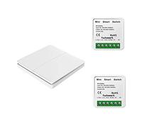 Lot d'interrupteurs muraux sans fil avec récepteur, portée de 30 m, sans fil, cinétique, 2 canaux/1 à 2