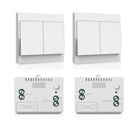 Lot d'interrupteurs sans fil 230 V (blanc, 2 vitesses), avec 2 boutons + 2 récepteurs, émetteur sans piles, facile à monter, contrôle de la lumière parfait pour le salon, la chambre à coucher, le