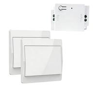 Lot D'interrupteurs Sans Fil 230 V, Interrupteur Sans Fil, Interrupteur Va Et Vient Sans Fil, Interrupteur Mural Étanche Contrôlez Votre Lampe Jusqu'À 200 M (1 Récepteur Et 2 Panneau De