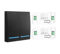 Lot d'interrupteurs sans fil RF 433 MHz 230 V avec portée du récepteur de 100 m, interrupteur de sécurité sans fil et contrôleur 10 A-1 noir et 2 récepteurs