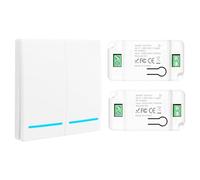 Lot d'interrupteurs sans fil RF 433 MHz 230 V avec portée du récepteur de 100 m, interrupteur de sécurité sans fil et contrôleur 10 A-1 blanc et 2 récepteurs