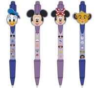 Lot Disney - 4 stylos (2 rouges, 2 bleus) avec broche de personnages - 60% plastique, 40% caoutchouc - Fabriqué en Espagne