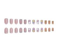Lot d'ongles courts ovales en ABS Motif lapins et carottes