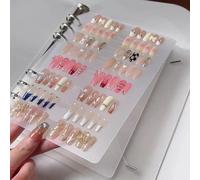 Lot d'organisateurs d'ongles A5 avec bouton pression et système de feuilles détachables, 1 clip A5 en forme de O, 6 panneaux latéraux, avec ruban adhésif, album de rangement amovible pour les