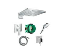 Lot douche de tête Raindance E avec façade mitigeur bain/douche, corps encastré, douchette à main, flexible