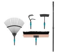 Lot d'outils de jardinage 4-en-1 VONROC système V-Fix avec râteau à feuilles balai binette et cultivateur
