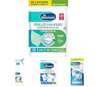 Lot Dr. Beckmann : 80 Lessives Feuilles Magiques + Détachant Déo & Sueur 250ml + 3x15 Lingettes Blanchissantes + 30 Feuilles Adoucissant - Kit Entretien Linge Complet, Ultra-Efficace & Hydrosoluble