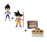 Lot Dragon Ball 2 figurines + Diorama pour figurine - BANDAI : Mini Vegeta, Mini Goku + 1 arène Tenkaichi Budokai