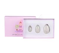 Lot d'œufs de yoni en quartz rose naturel percé pour femme avec boules de cristal pour exercices de Kegel, pierre de massage, cristal blanc