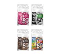 Lot économique : 4 sacs Gizeh Active Filter 6 mm, 1 noir, 1 marron, 1 rose et 1 arc-en-ciel, 50 filtres par sachet