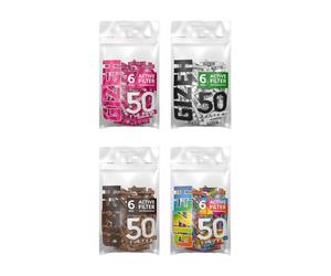 Lot économique : 4 sacs Gizeh Active Filter 6 mm, 1 noir, 1 marron, 1 rose et 1 arc-en-ciel, 50 filtres par sachet