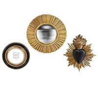 Lot ex voto, Cadre Perle et Miroir Convexe Noir et doré