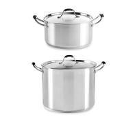 Lot faitout 24 cm et marmite 28 cm inox avec couvercles Excell'Inox Mathon