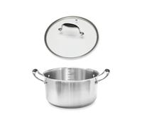 Lot faitout inox Excell'Inox 24 cm et couvercle en verre Mathon