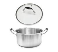 Lot faitout inox Excell'Inox 28 cm et couvercle en verre Mathon